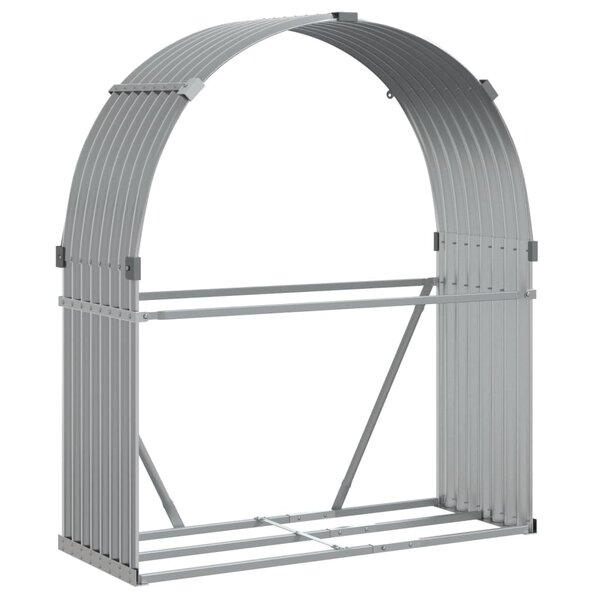 vidaXL Porte-bûches gris clair 120x45x140 cm acier galvanisé