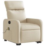vidaXL Fauteuil inclinable de massage Crème Tissu