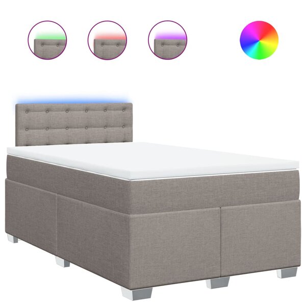 vidaXL Sommier à lattes de lit avec matelas taupe 120x190 cm tissu
