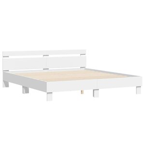 vidaXL Cadre de lit avec LED Blanc 193 x 203 cm Bois d'ingénierie