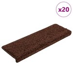 vidaXL Tapis d'escalier 20 pièces 65 x 21 x 4 cm Marron Bord rectangulaire