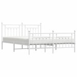vidaXL Cadre de lit métal sans matelas et pied de lit blanc 180x200 cm