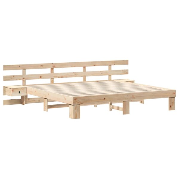 vidaXL Cadre de lit avec tiroir Marron 200 x 200 cm Bois massif en pin