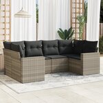 vidaXL Salon de jardin 6 Pièces avec coussins gris clair résine tressée