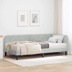 vidaXL Cadre de lit d'angle Gris clair 90 x 200 cm Velours