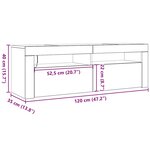 vidaXL Meuble TV avec lumières LED Chêne fumé 120x35x40 cm