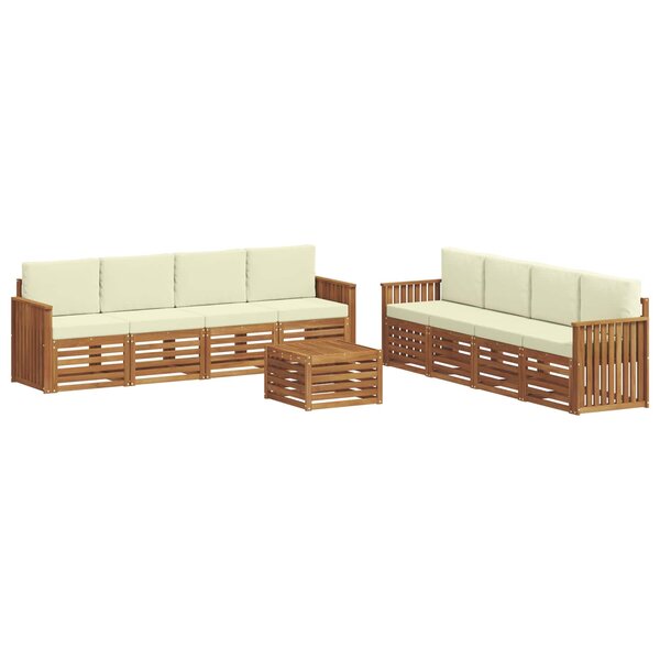 vidaXL Ensemble de canapés d'extérieur 9 pc Naturel et Crème