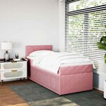 vidaXL Sommier à lattes de lit avec matelas Rose 100x200 cm Velours