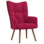 vidaXL Chaise de relaxation avec repose-pied Rouge bordeaux Velours