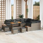 vidaXL Ensemble de canapé de jardin avec coussin 13 Pièces Gris