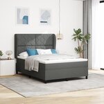 Lit Box Spring avec Matelas vidaXL Gris Foncé 160x200 cm Tissu