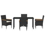 Ensemble de salle à manger de jardin 5 pièces avec coussins en rotin noir vidaXL