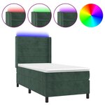 vidaXL Sommier à lattes de lit et matelas et LED Vert foncé 90x200cm