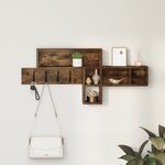 vidaXL Porte-manteau mural avec étagère Chêne fumé 100 x 12 x 43 5 cm