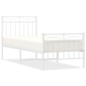 vidaXL Cadre de lit métal sans matelas avec pied de lit blanc 75x190cm