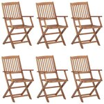 vidaXL Chaises pliables de jardin lot de 6 avec coussins Bois d'acacia