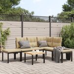 vidaXL Salon de jardin avec coussins 5 Pièces noir acier enduit de poudre