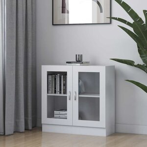 vidaXL Armoire à vitrine Blanc 82 5x30 5x80 cm Bois d'ingénierie