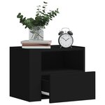 vidaXL Table de chevet murale noir 45x30x35 cm
