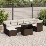 vidaXL Salon de jardin 8 Pièces avec coussins marron résine tressée