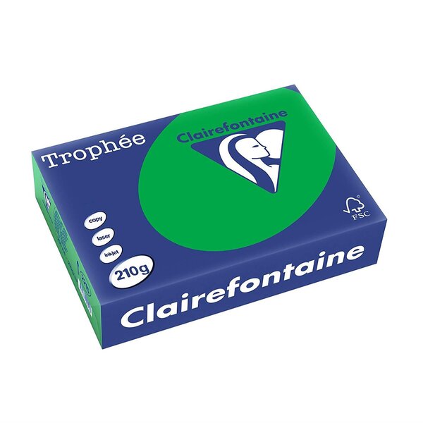 Ramette 250 Feuilles Papier 210g A4 210x297 mm Certifié FSC vert billard TROPHÉE