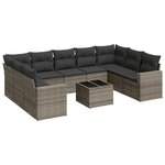 vidaXL Salon de jardin avec coussins 10 Pièces gris résine tressée