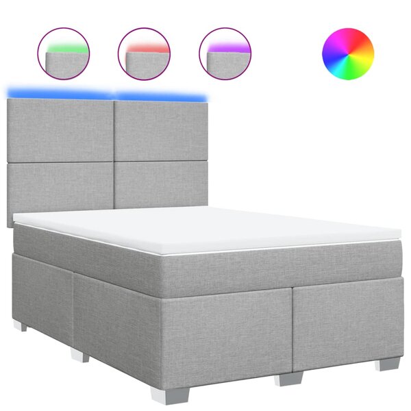 vidaXL Sommier à lattes de lit avec matelas Gris clair 140x190cm Tissu