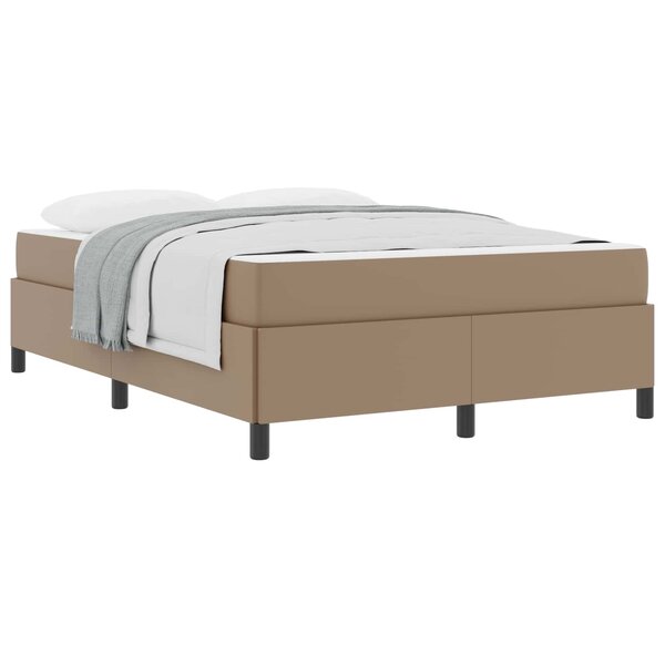 vidaXL Cadre de lit avec matelas Cappuccino 140 x 190 cm tissu