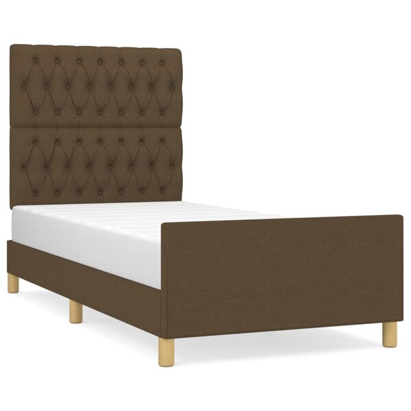 vidaXL Cadre de lit avec tête de lit marron foncé 100x200 cm Tissu