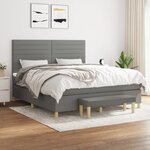 vidaXL Sommier à lattes de lit avec matelas Gris foncé 180x200cm Tissu