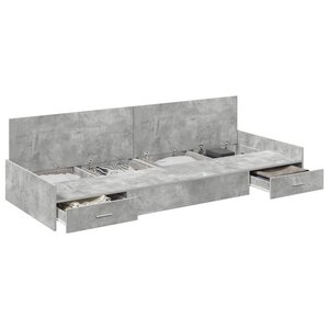 vidaXL Cadre de lit Gris béton 100 x 200 cm Bois d'ingénierie