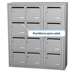 Bloc collectif Leabox  3x4  grade 3  simple face  intérieur  fixation murale  gris clair ral 7035 finition brillante