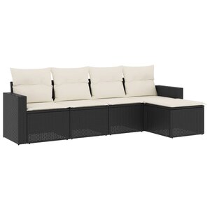 vidaXL Salon de jardin 5 Pièces avec coussins noir résine tressée