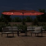 vidaXL Parasol de jardin à double tête avec LED terre cuite 449x265 cm