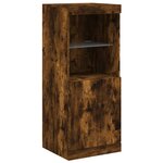 vidaXL Buffets avec lumières LED 3 Pièces chêne fumé bois d'ingénierie
