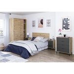 Commode 4 tiroirs décor chêne noueux et gris anthracite - L77 5 cm - Bois clair