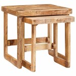 vidaXL Tables d'appoint 2 Pièces Marron bois de manguier massif
