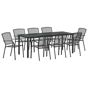 vidaXL Ensemble de salle à manger pour jardin 9 Pièces Anthracite