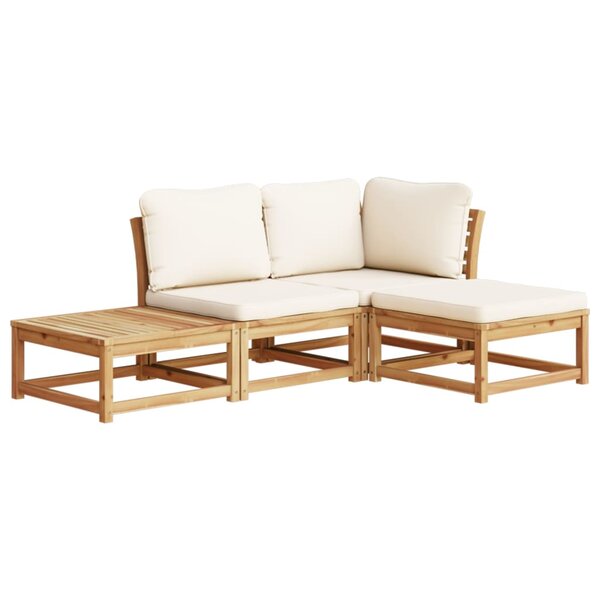 vidaXL Salon de jardin 4 Pièces avec coussins Bois d'acacia solide