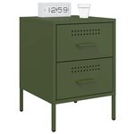 vidaXL Tables de chevet 2 Pièces vert olive 36x39x50 5 cm acier