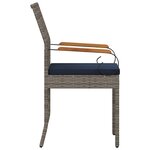 vidaXL Chaises de jardin avec coussin 2 Pièces Gris et bleu marine