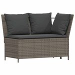 vidaXL Salon de jardin 4 Pièces avec coussins forme L gris résine tressée