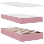 vidaXL Cadre de lit ottoman avec matelas rose 160x200 cm velours