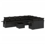 vidaXL Salon de jardin 10 Pièces avec coussins noir résine tressée
