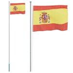 vidaXL Drapeau de l'Espagne et mât 6 08 m Aluminium