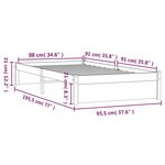 vidaXL Cadre de lit Blanc Bois massif 90x190 cm Simple