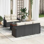 vidaXL Ensemble de canapé de jardin avec coussin 6 Pièces Noir et Crème