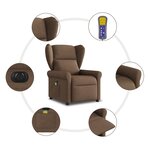 vidaXL Fauteuil inclinable de massage électrique marron tissu