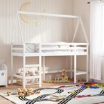 vidaXL Lit superposé avec échelle et toit sans matelas blanc 90x190 cm