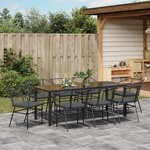 vidaXL Ensemble de salle à manger de jardin de 9 pièces avec coussins en poly rattan noir